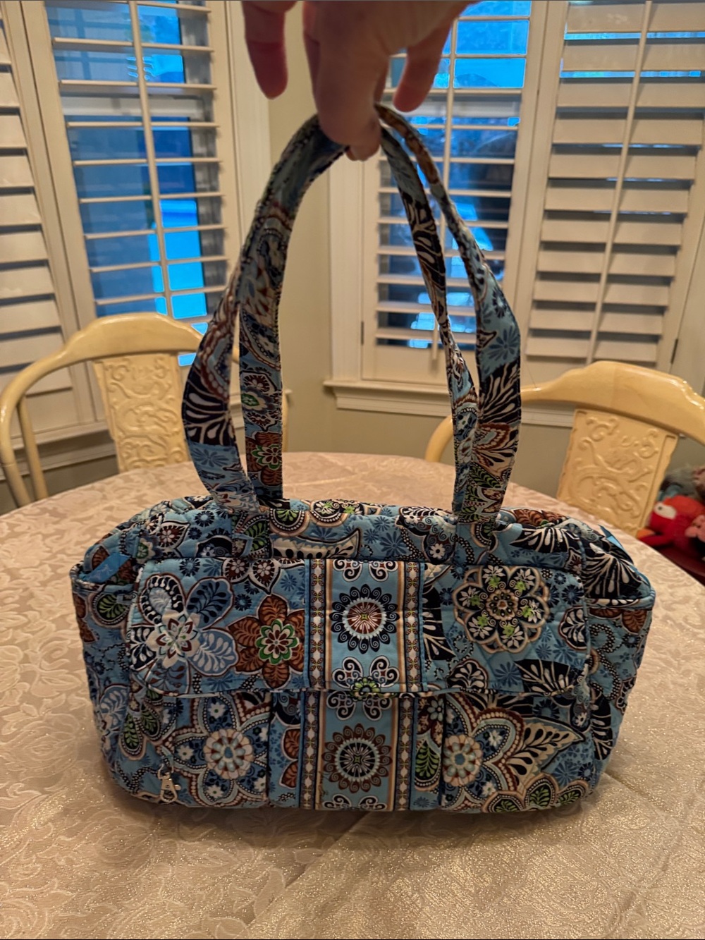 Quilted Cotton Diaper Bag by Vera Bradley in Retired Bali Blue Paisley Pattern